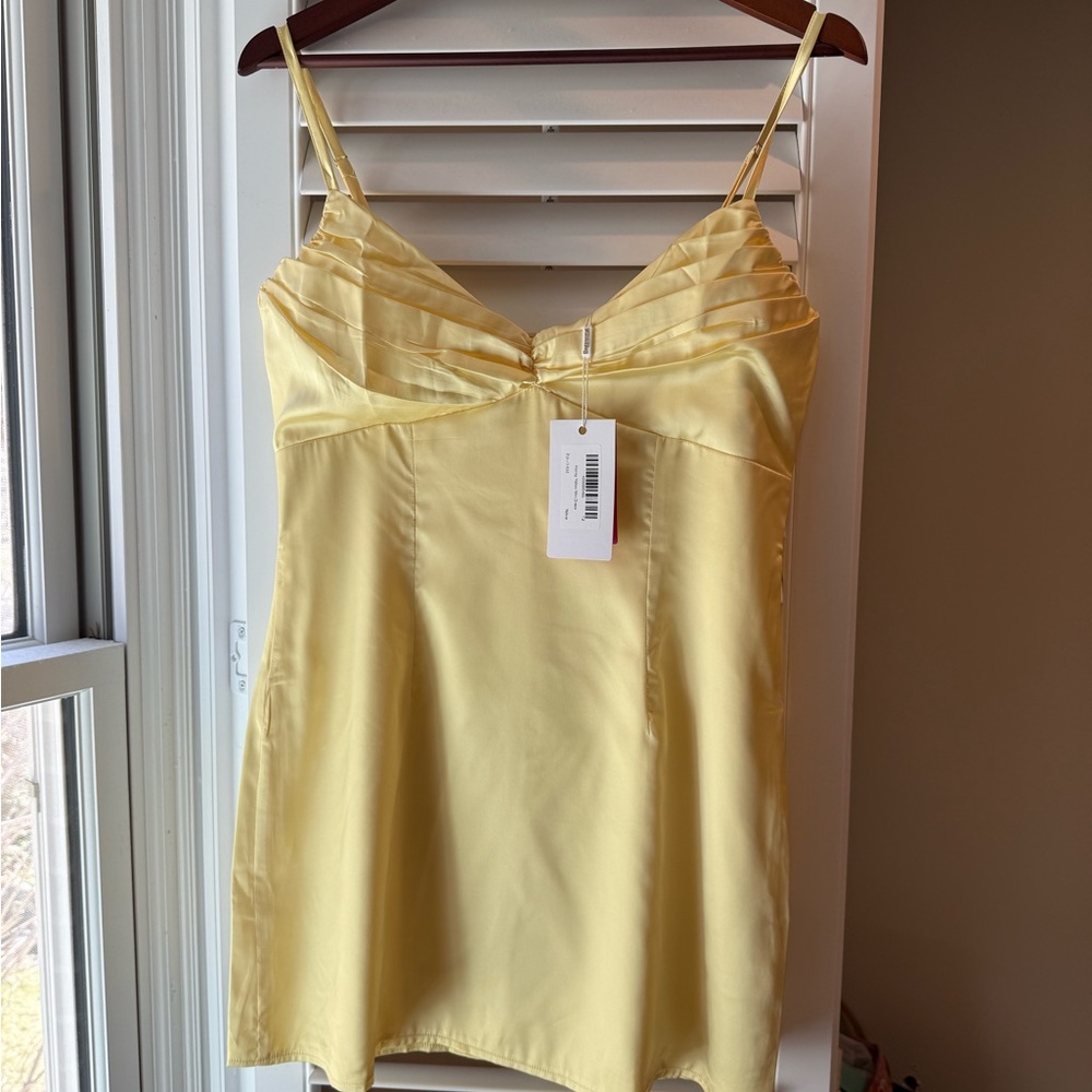 NEW - Yellow Satin Mini Slip Dress